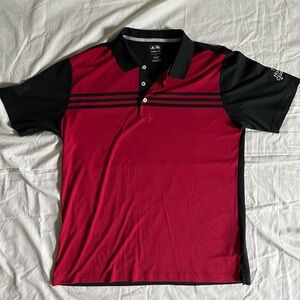 Adidas Golf Shirt Men’s Large Red Black Striped ClimaCool The Honda Classic Polo